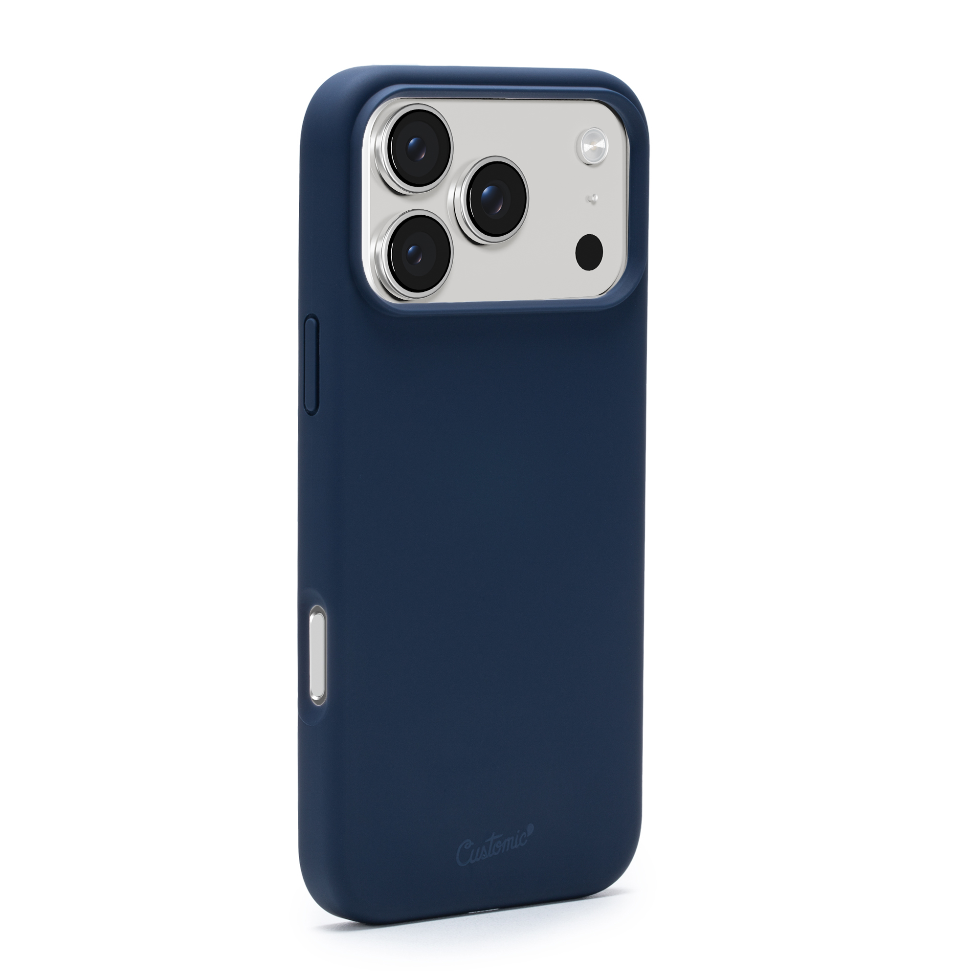 Detalhe da capa Customic Liquid Silicone MagSafe Azul