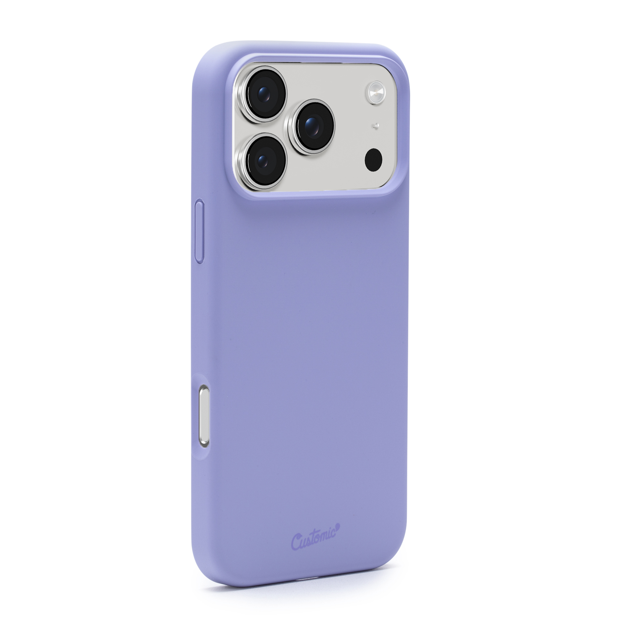 Detalhe da capa Customic Liquid Silicone MagSafe Roxa