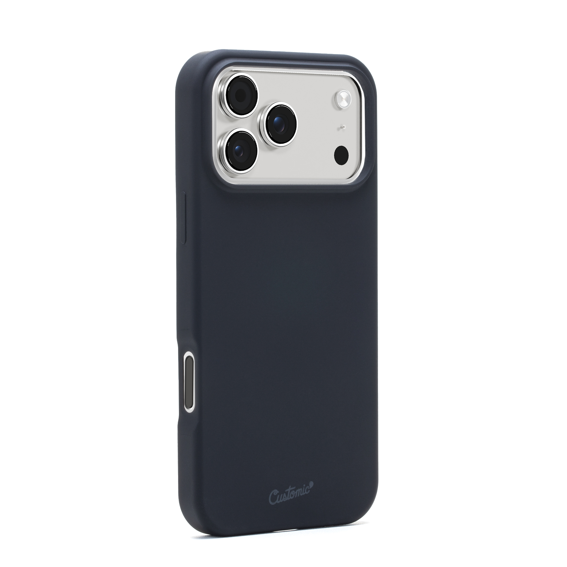 Detalhe da capa Customic Liquid Silicone MagSafe Preta