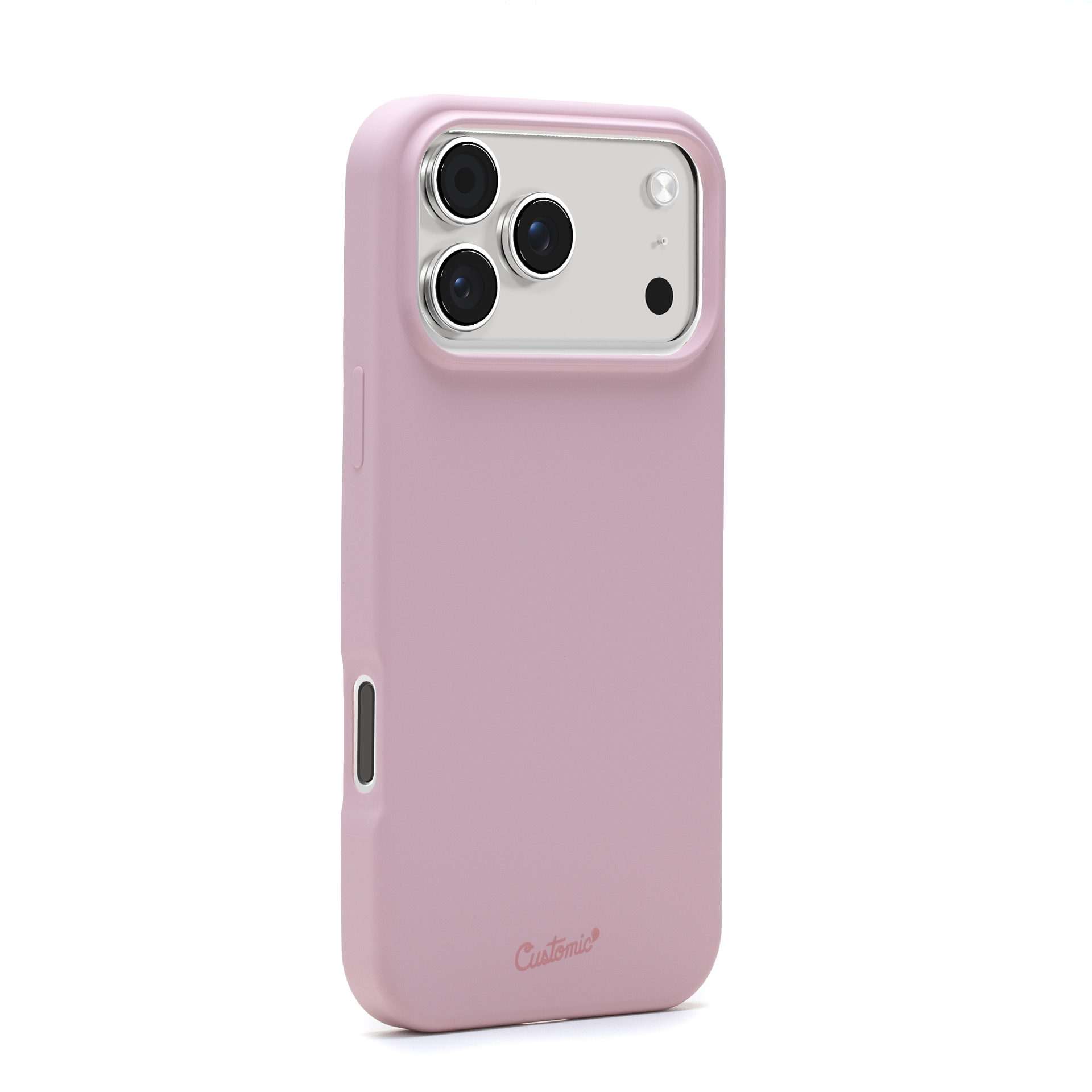 Detalhe da capa Customic Liquid Silicone MagSafe Rosa