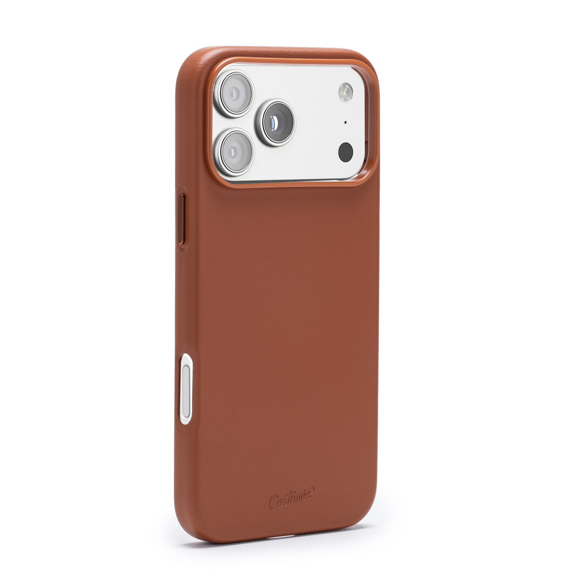 Detalhe da capa Customic Impactor Fabric MagSafe Marrom