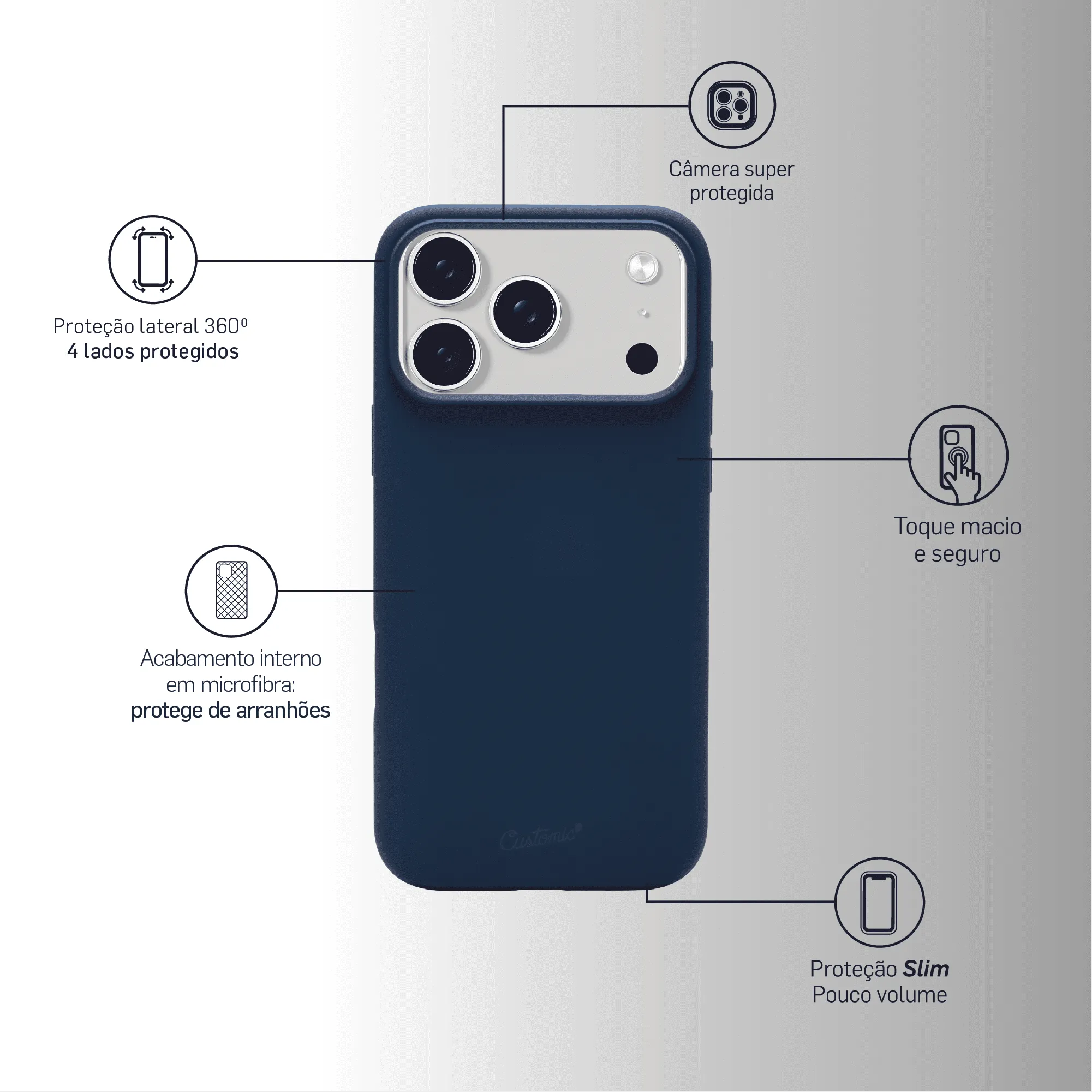Capa iPhone 17 Pro Max Customic Liquid Silicone MagSafe Azul